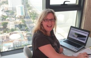 Working on my laptop with the mangificent view of Nha Trang