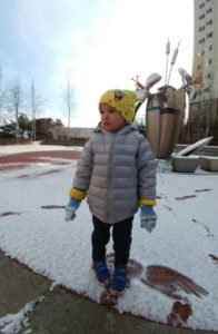 First experience of snow in Korea